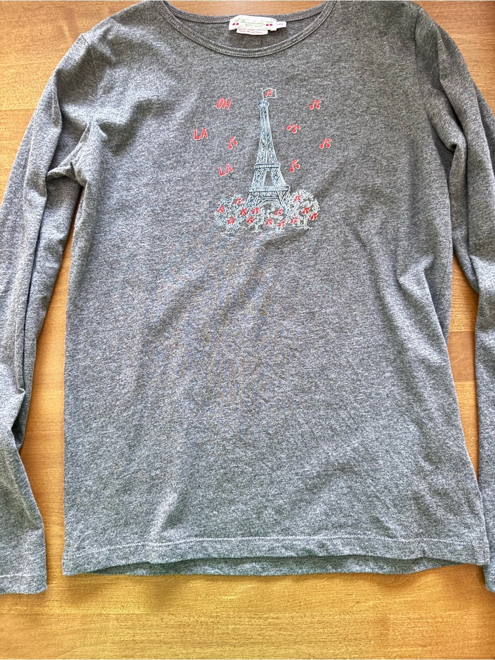 Bonpoint Gray Tee with Cherry Logo